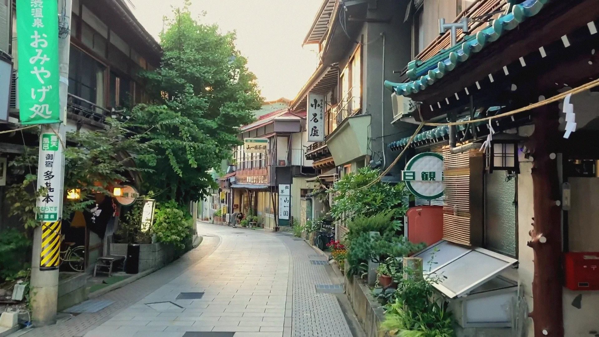 Old town lane of wooden inns in Shibu Onsen