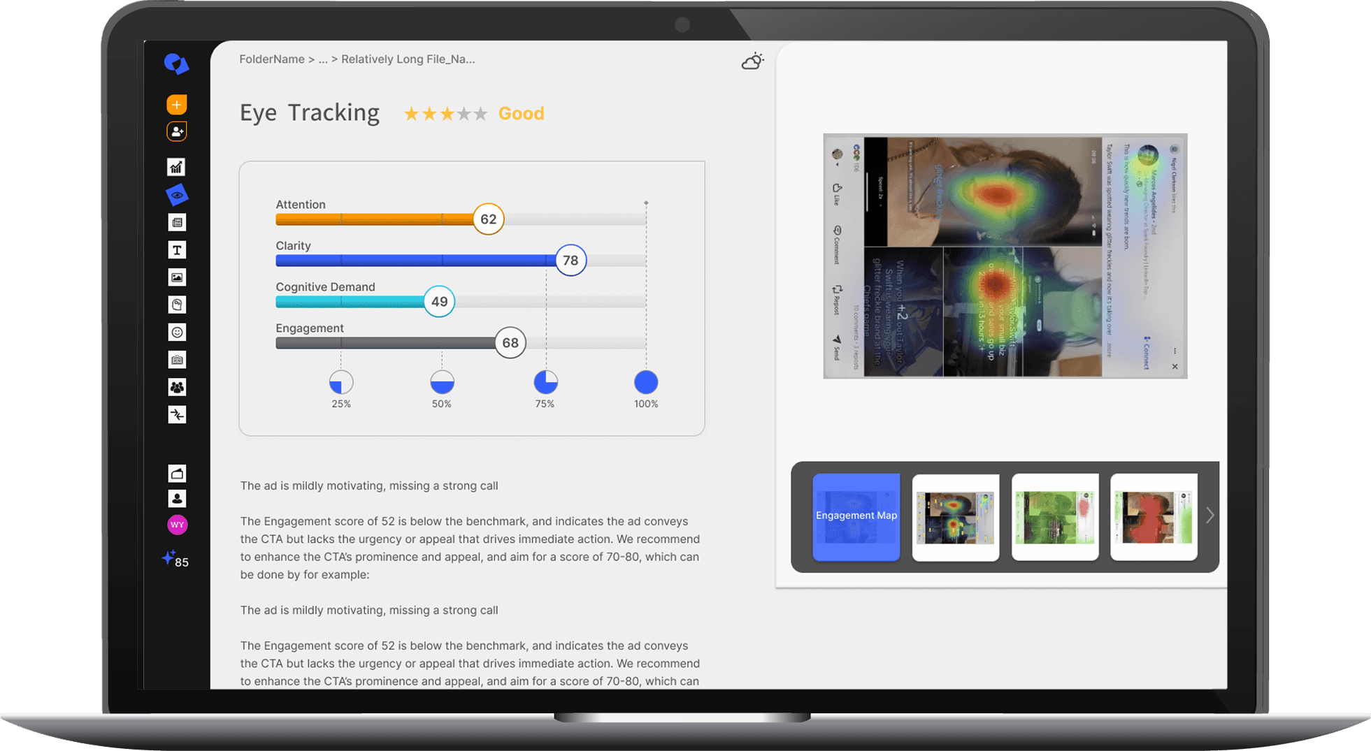 Eye tracking page UI in laptop