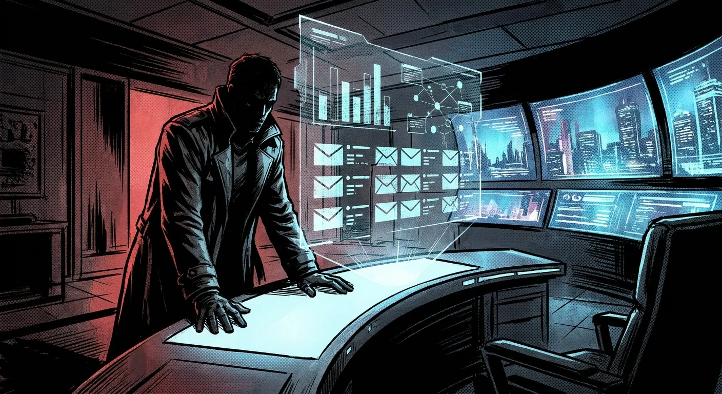 Digital marketing professional in futuristic office analyzing data, RockN' Socials.