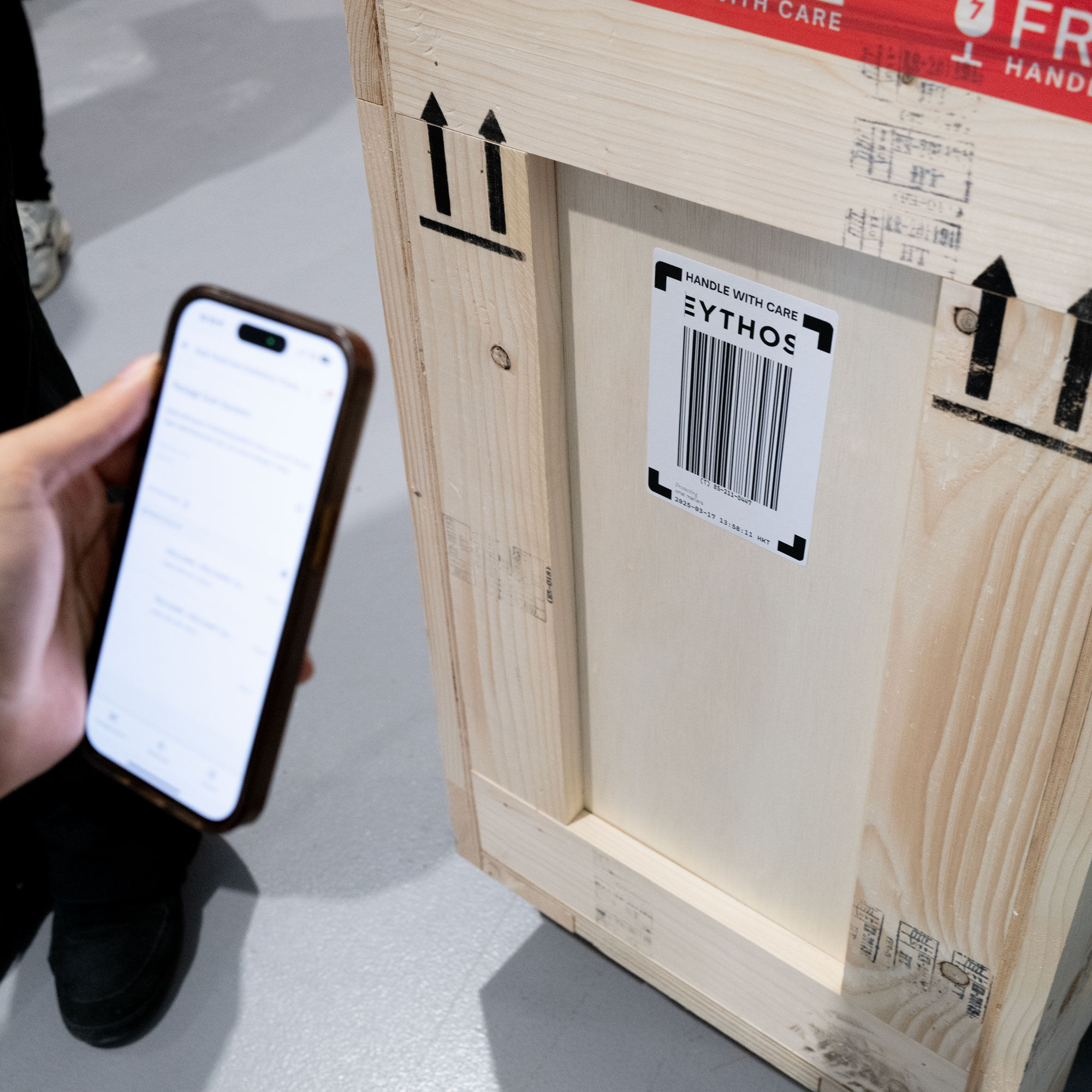 Eythos custom crate with QR code