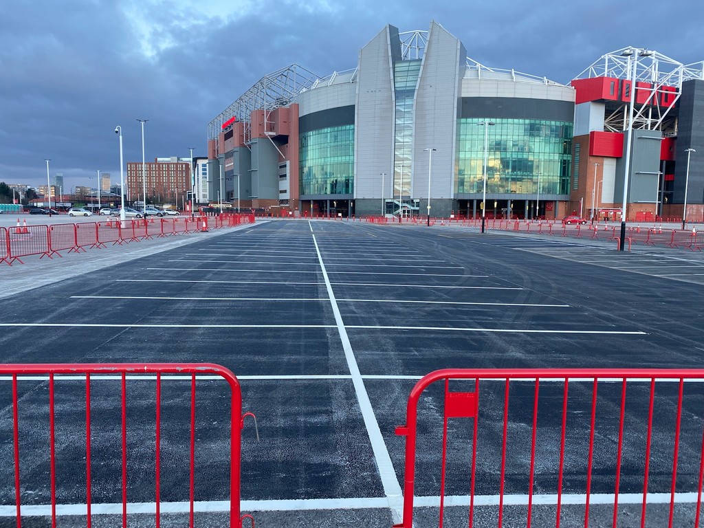 Car park line painting in manchester, old trafford football club.