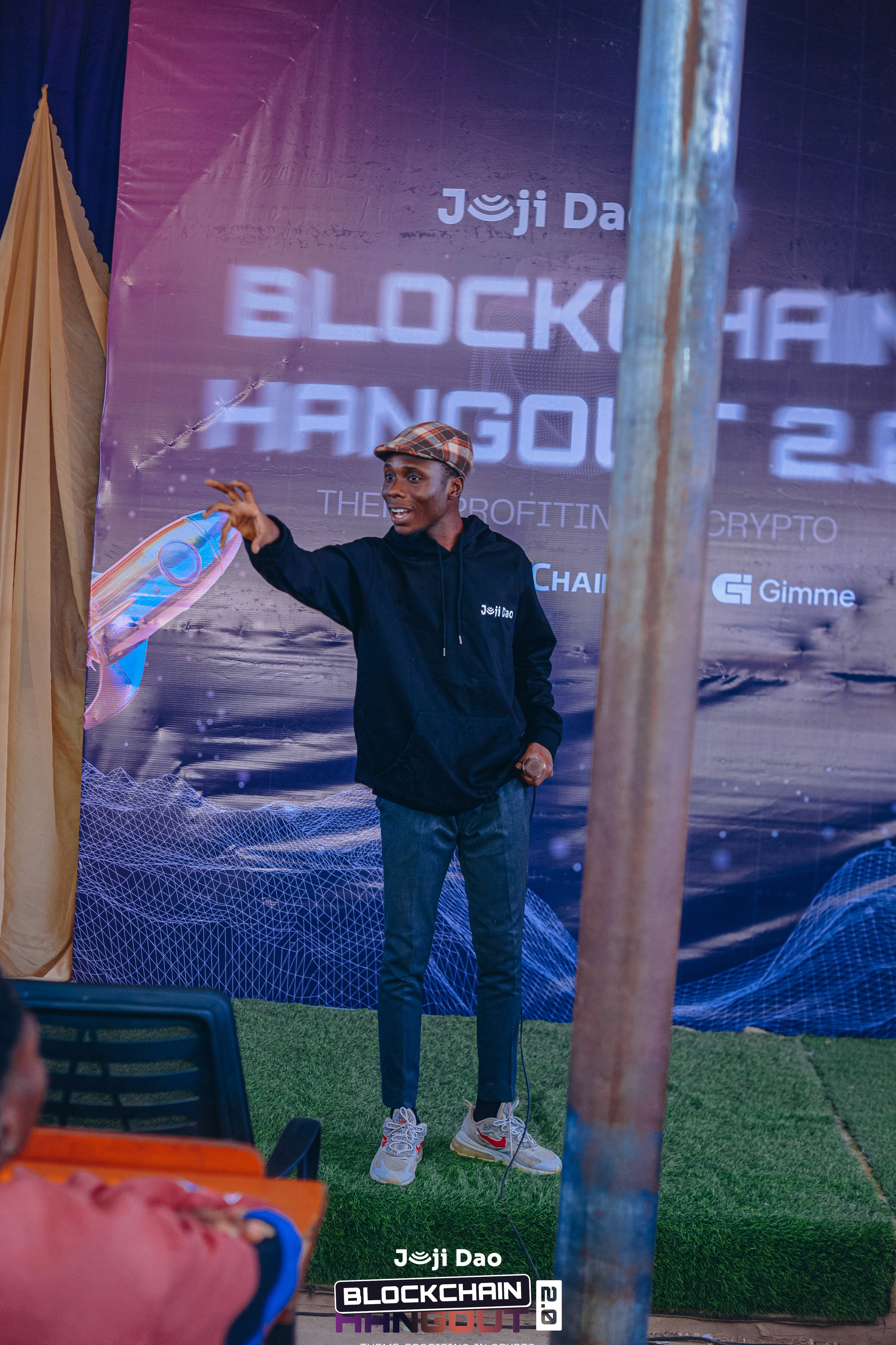 a person standing in front of a building