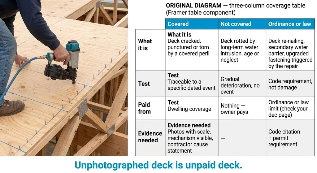 Roof deck being re-nailed to current Florida code requirements during a permitted re-roof