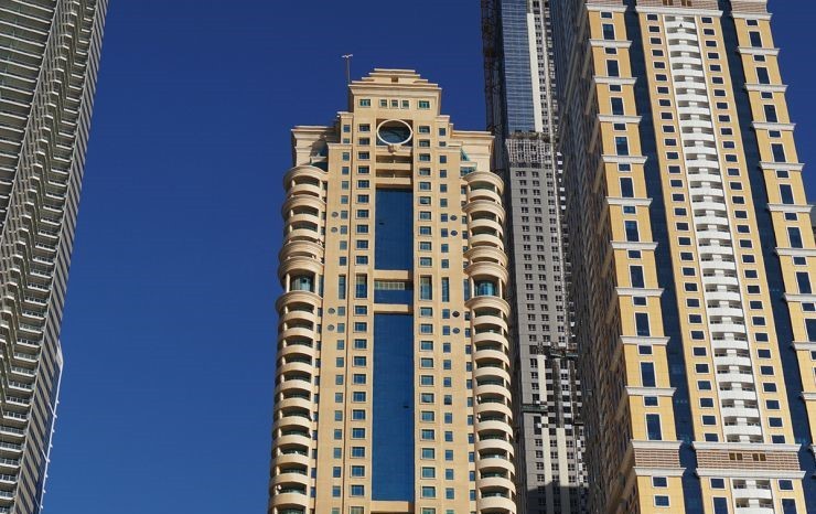 Marina Crown tower exterior. Our real estate agents offer premium apartments for sale and rent in Dubai Marina.