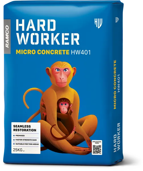 Hard Worker Microconcrete for repair of damaged concrete elements like beams, columns, walls and for all jacketing applications.