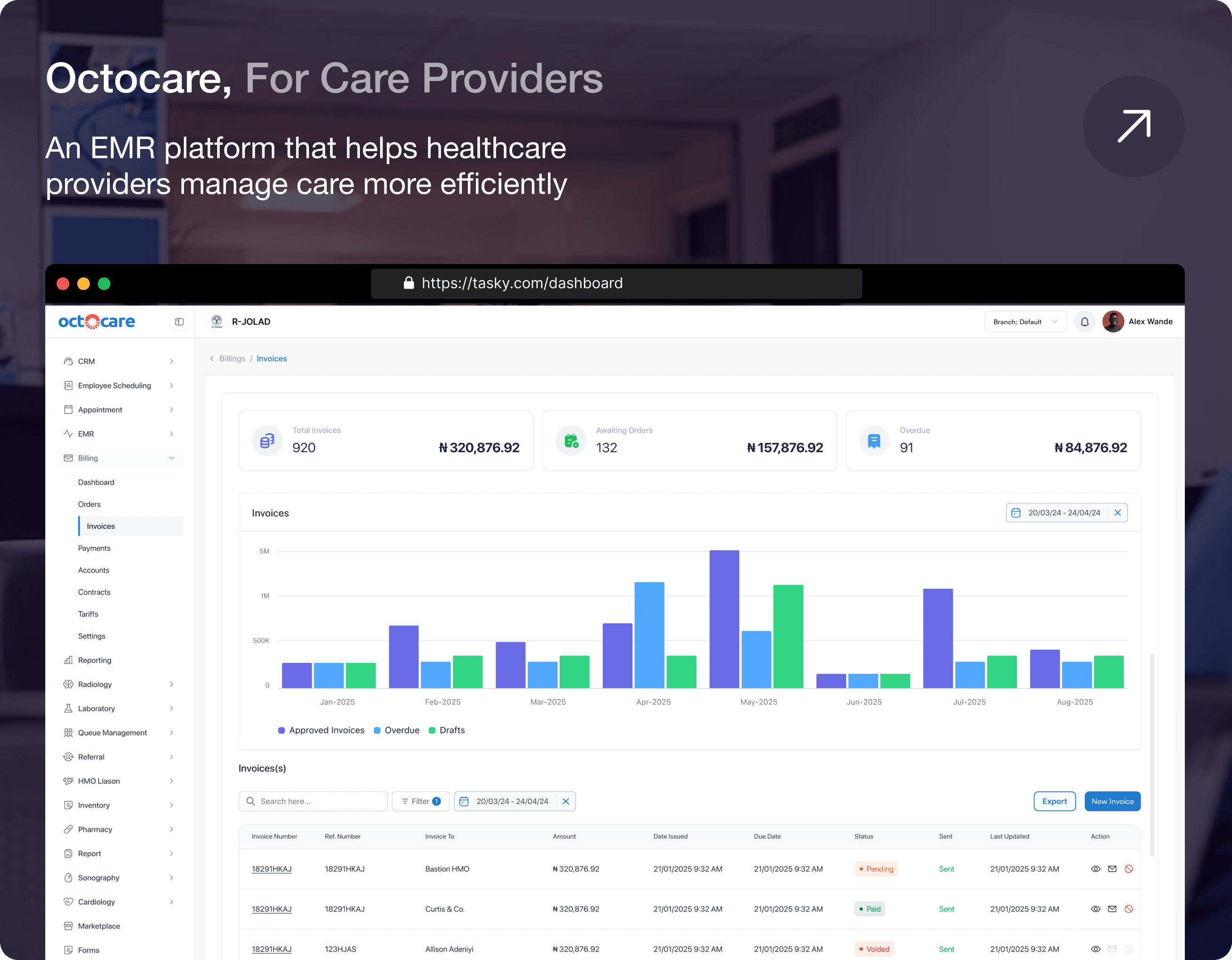 Mockup image of the Octocare platform