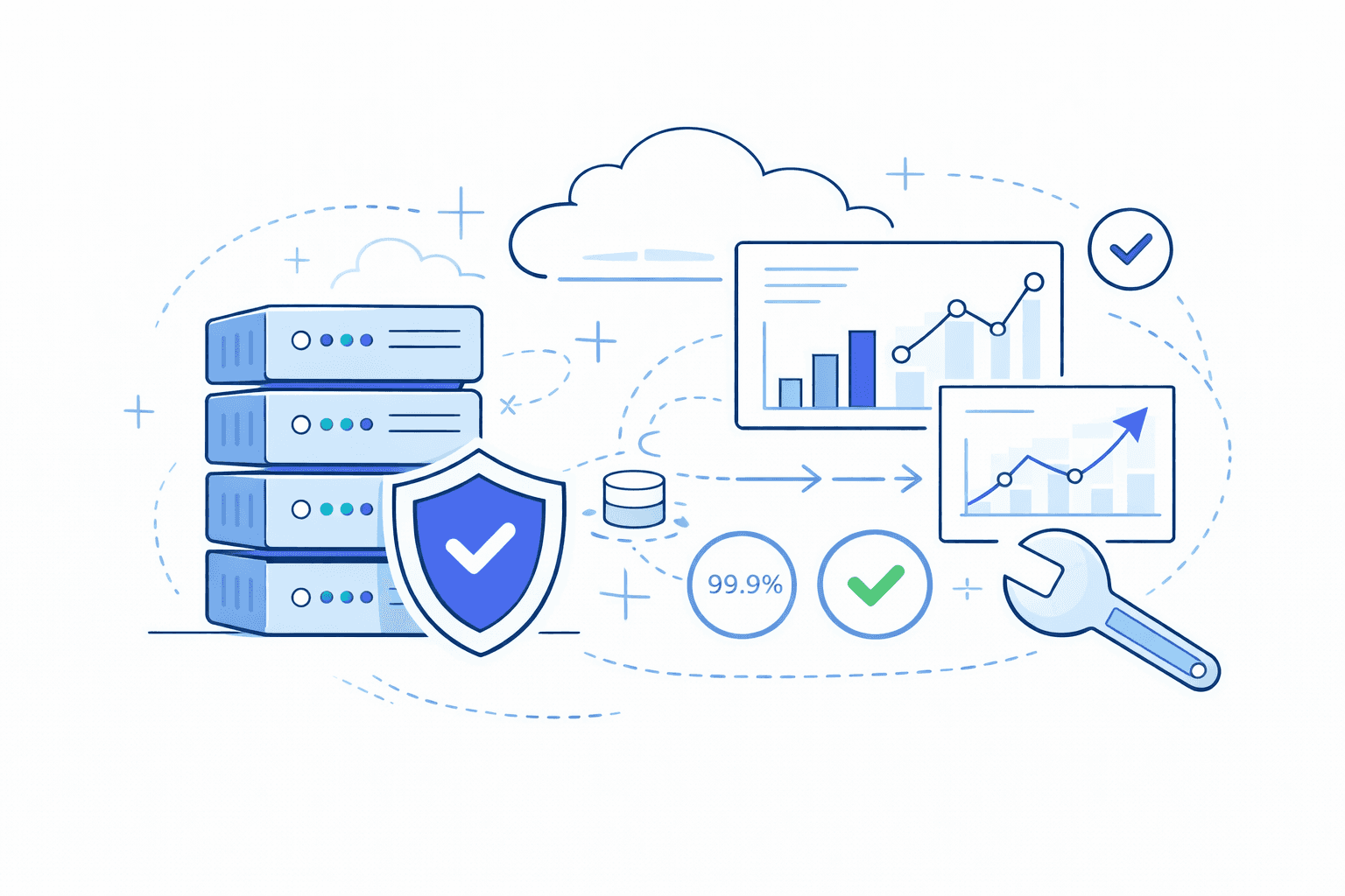 Illustratie van Hosting & onderhoud