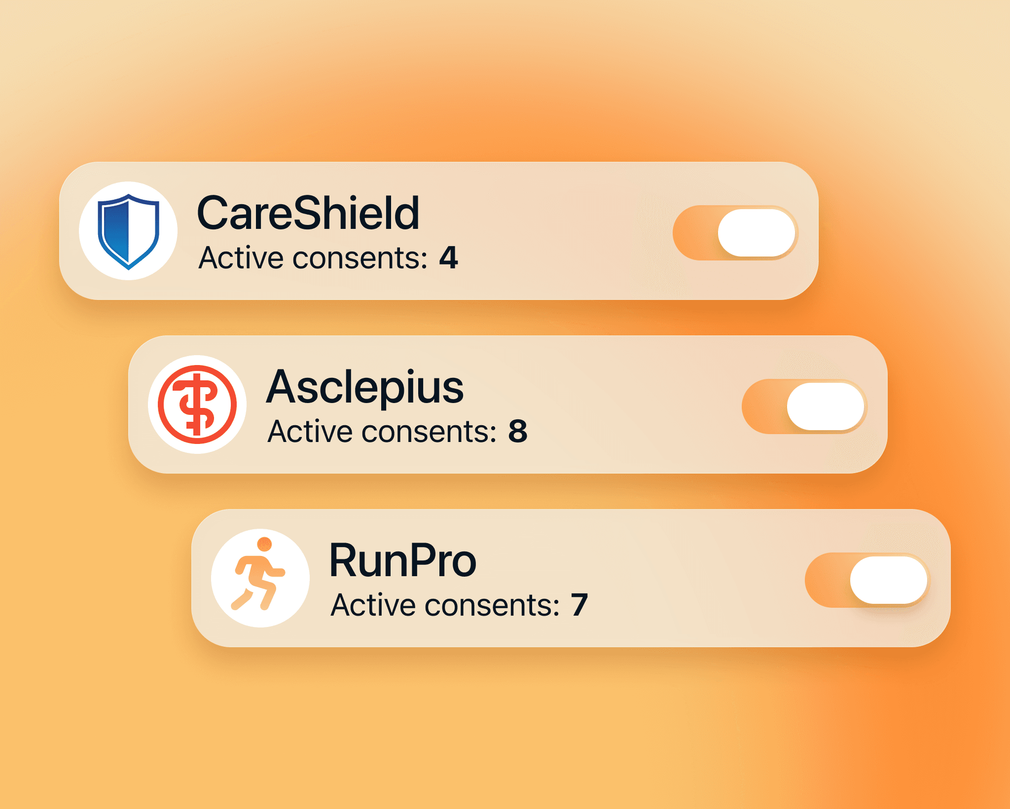 Illustration representing user choice, secure sharing settings, and privacy controls for health data.