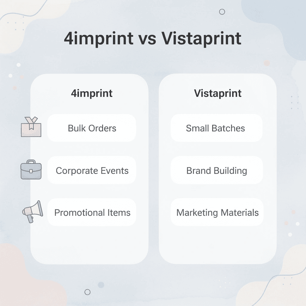 Comparison chart showing key differences between 4imprint and Vistaprint