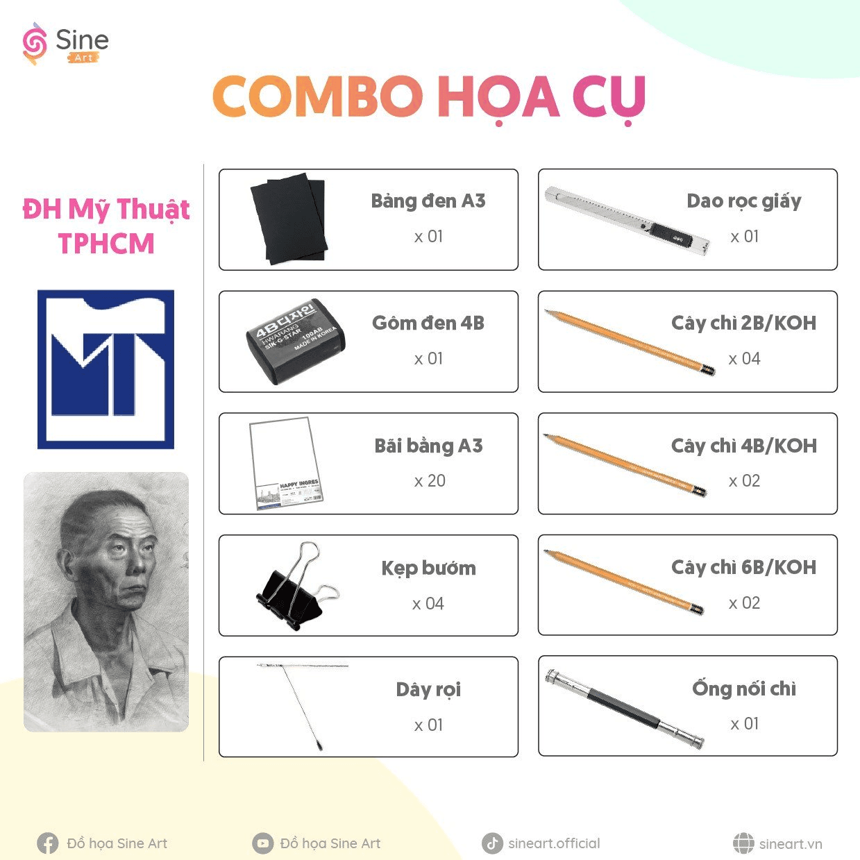 Combo họa cụ cho dân luyện thi vẽ khối V - khối H