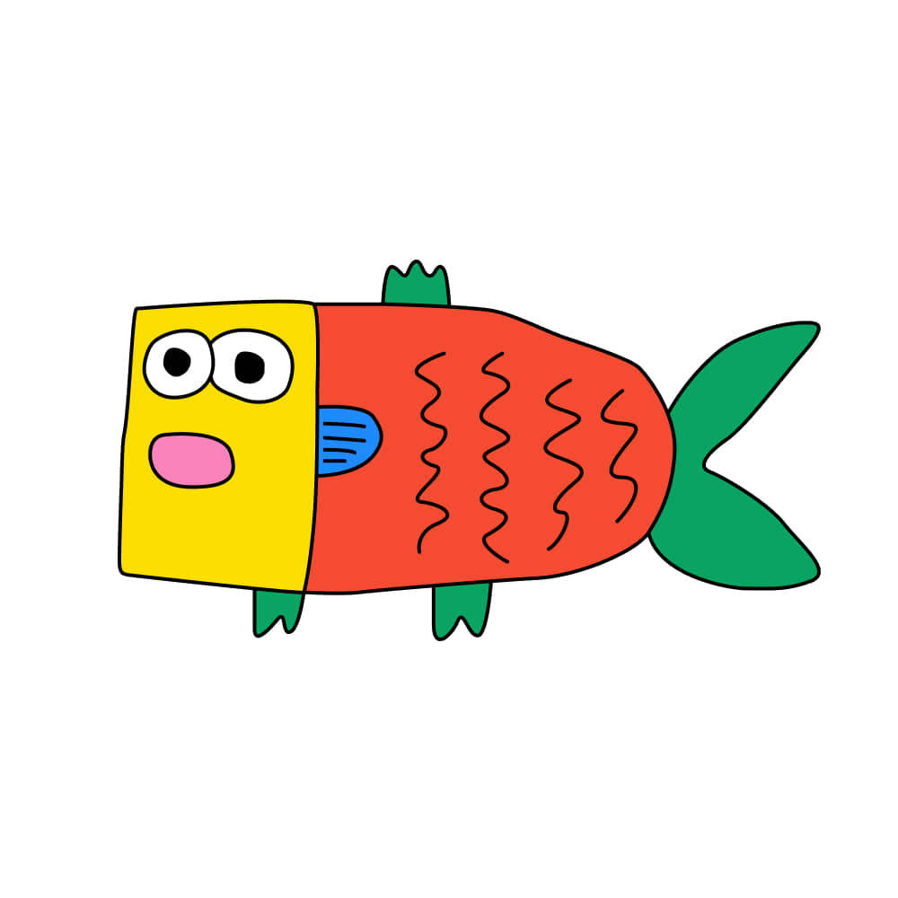 Cartoon Blockhead Fish #0x7Jq