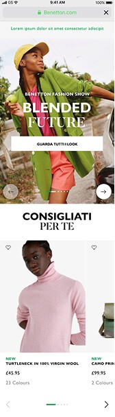 screenshot of homepage with carousel placement