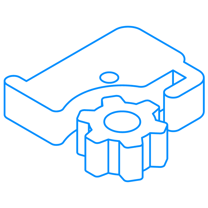 Workflow automation gear and system process icon line design