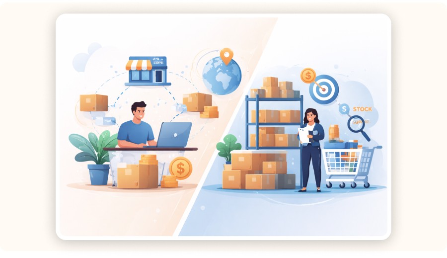 Dropshipping and e-commerce illustration