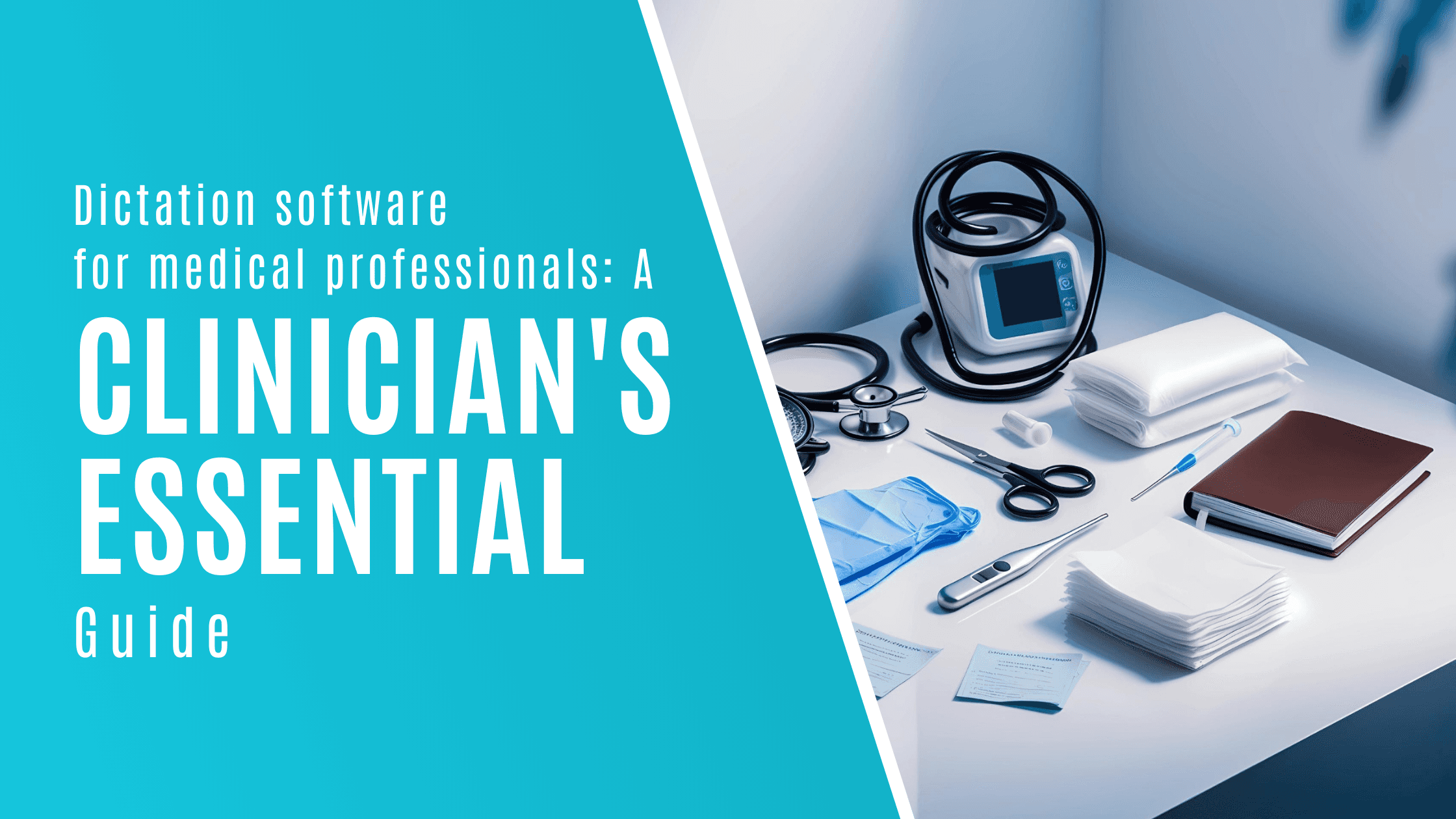 カバー画像、青い背景に白い文字で「医療専門家のための音声認識ソフト、臨床医の必須ガイド」と書かれています。