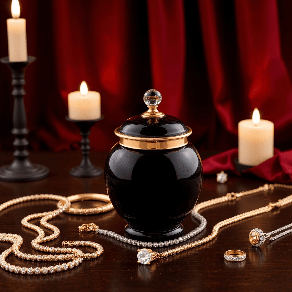 product photography of a decorative glass container with a lid, used for storage or display