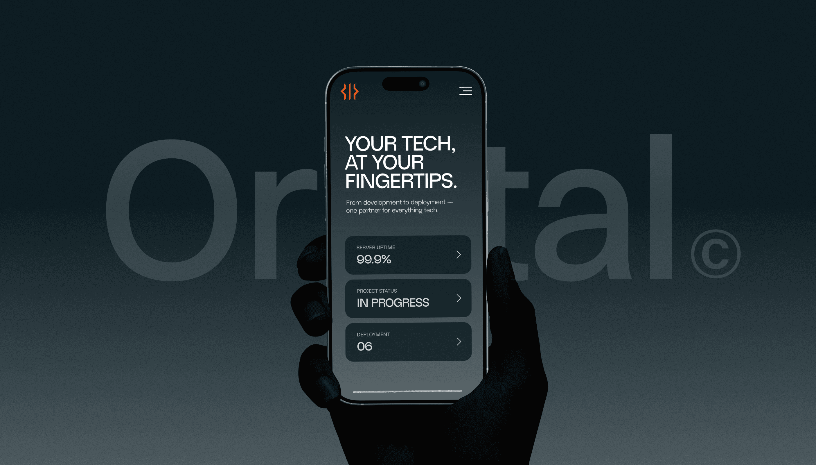 Orbital brands mobile screen mockup