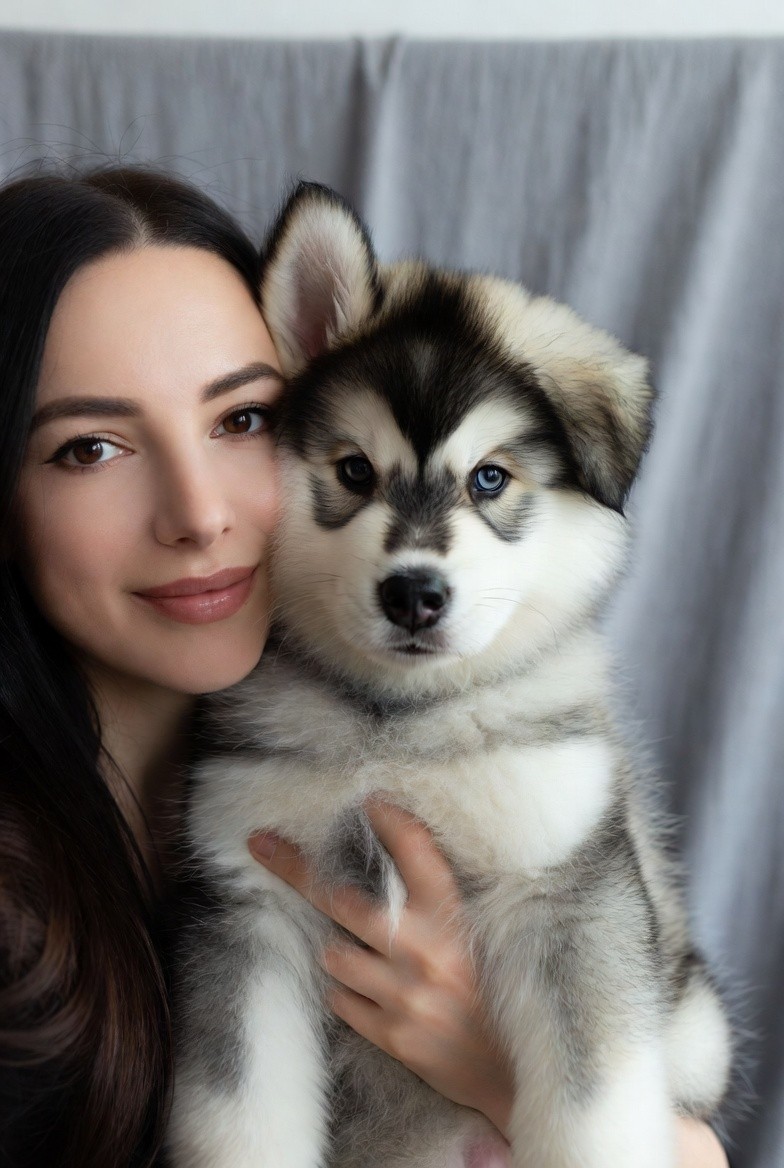 mum and puppy cute selfie