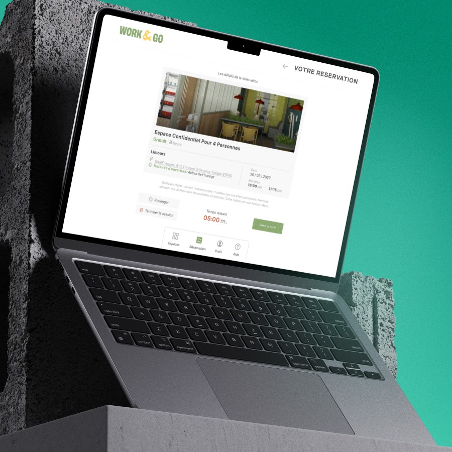An example of the Work&Go booking web app interface, developed by Codeska.