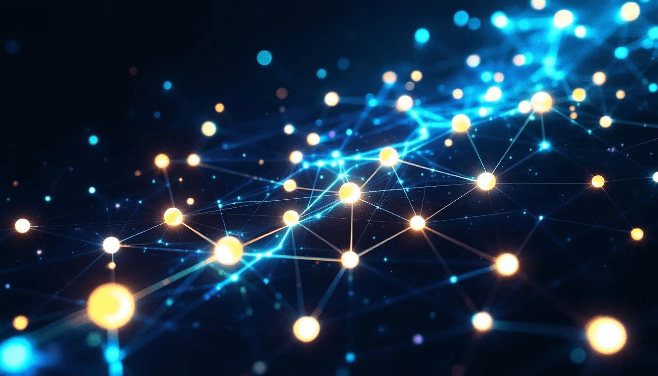 The image depicts a visualization of the lightning network, showcasing interconnected payment channels that facilitate off-chain transactions. This network enables instant bitcoin payments, reduces transaction fees, and allows for multiple transactions between users, enhancing the efficiency of the bitcoin ecosystem.