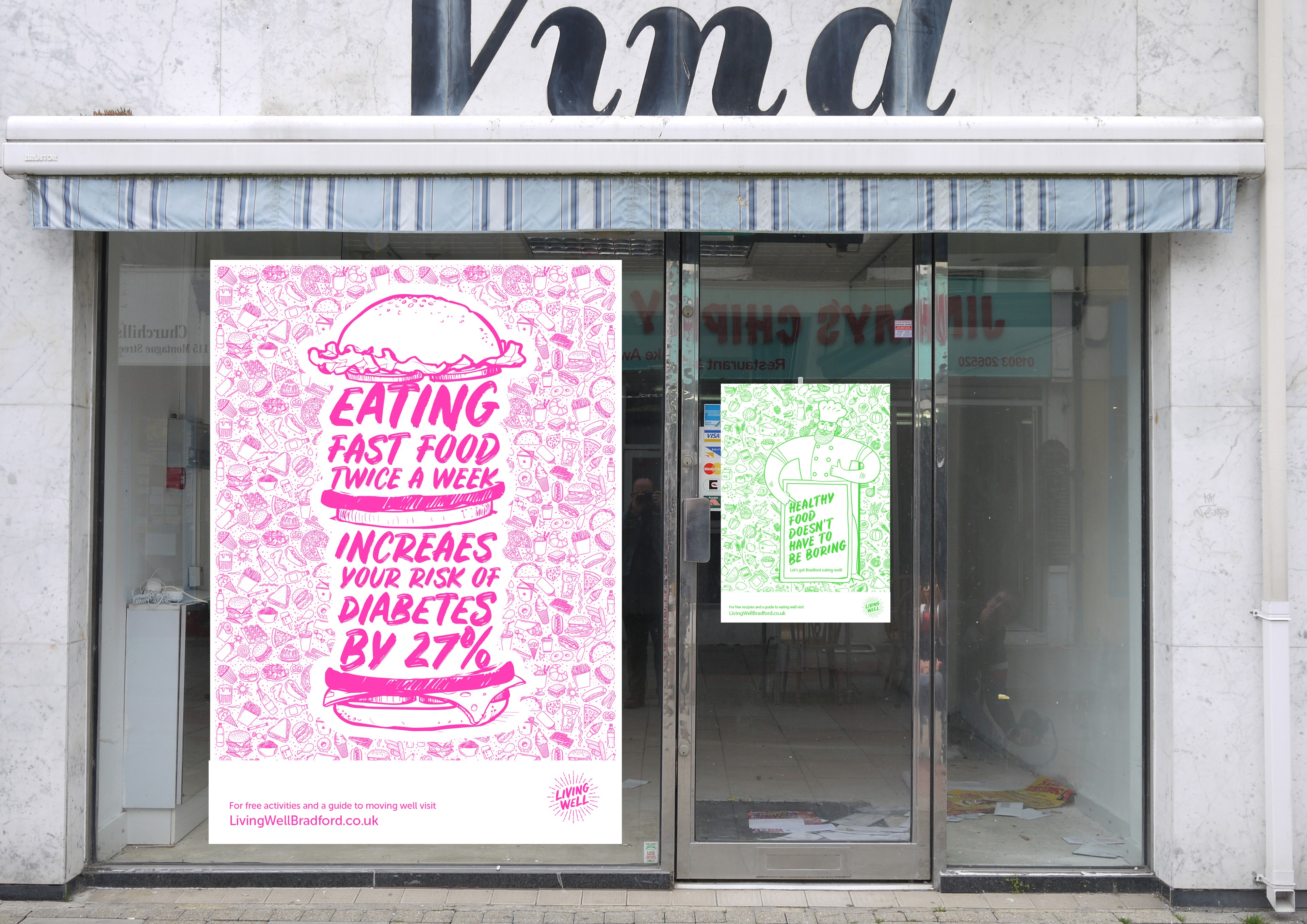 Bradford Living Well poster in empty shop