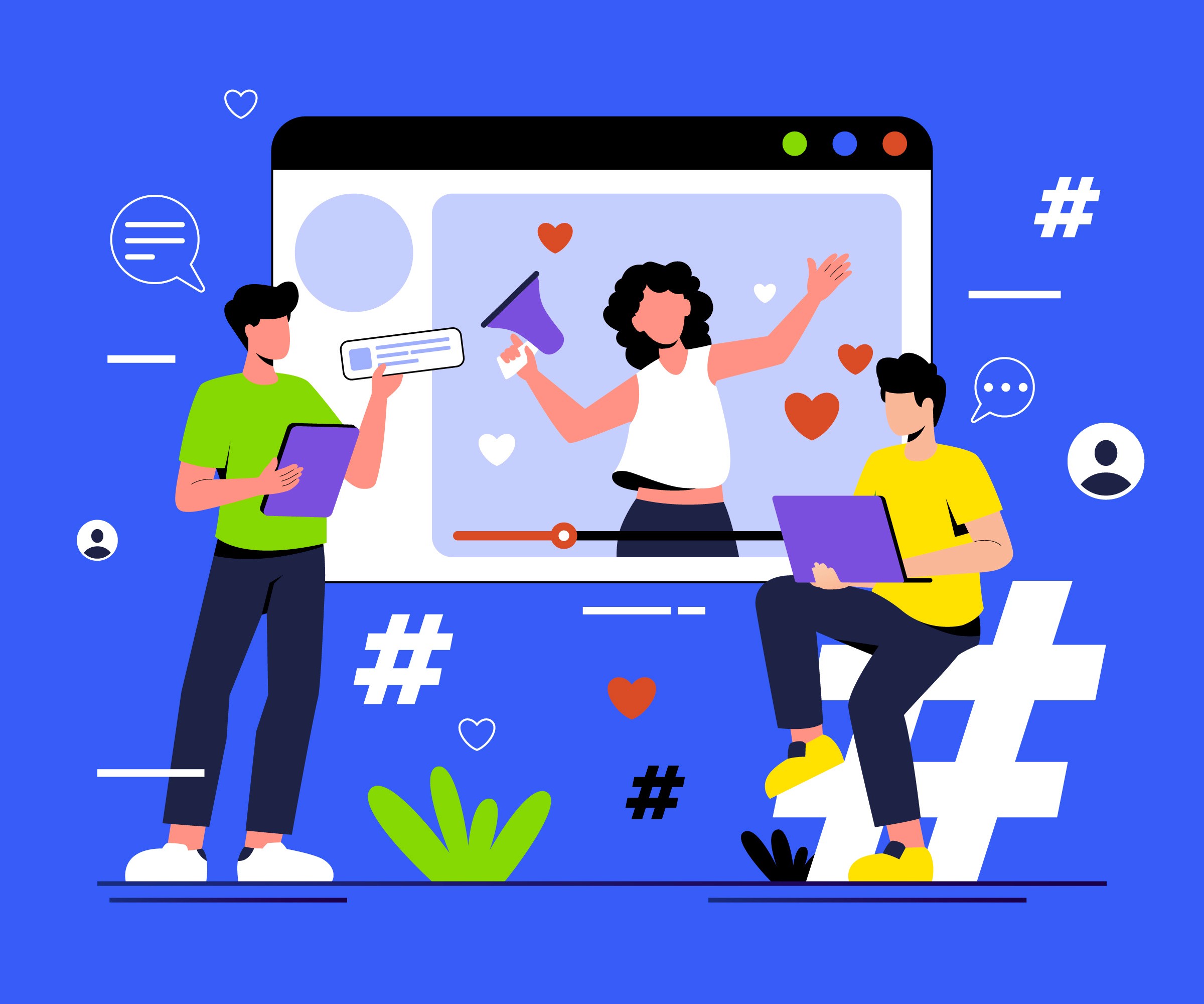 Flat illustration for social media managers