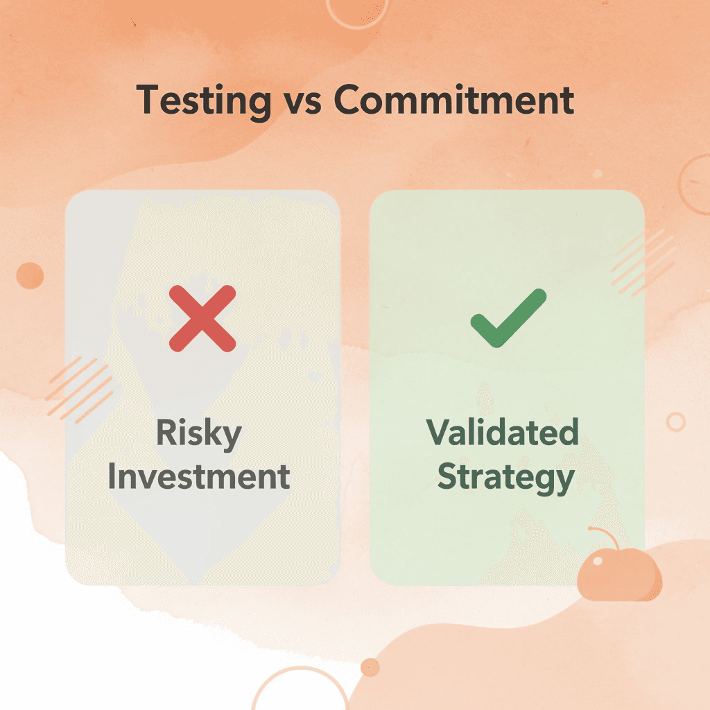 Before and after comparison showing transformation from risky investment to validated strategy
