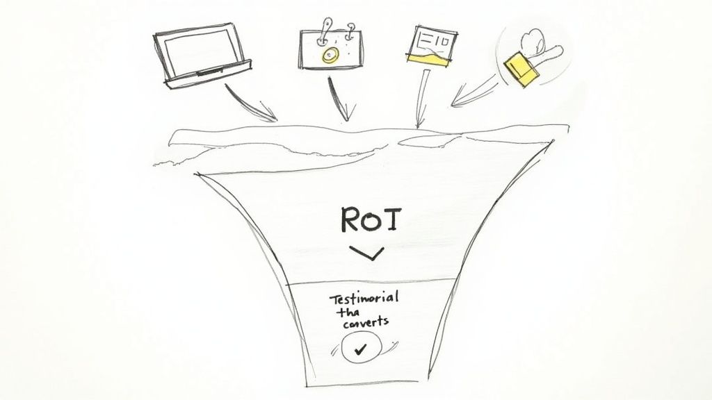 A customer success story being crafted on a laptop, showing a graph with upward trends.