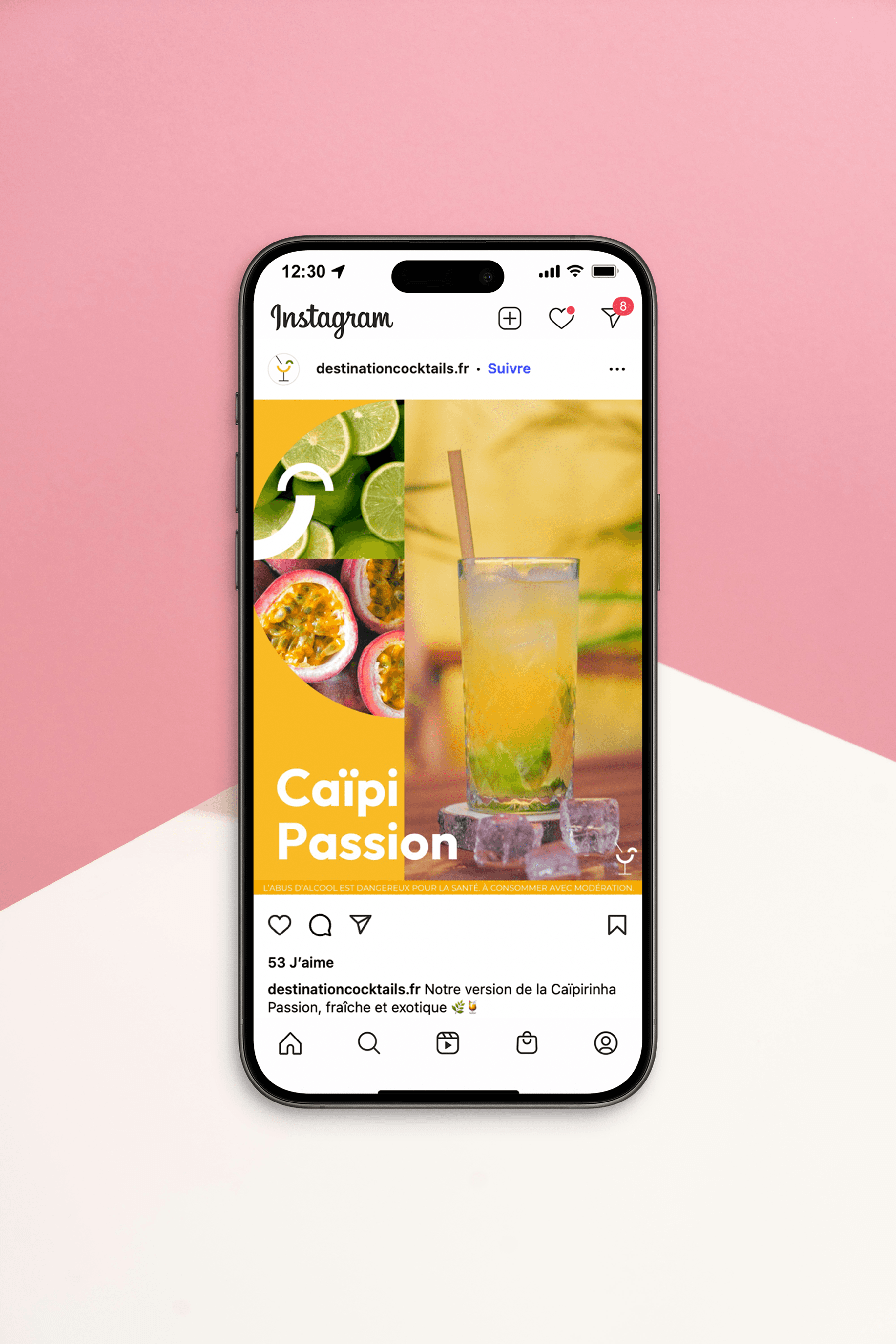 Iphone mockup of social media post