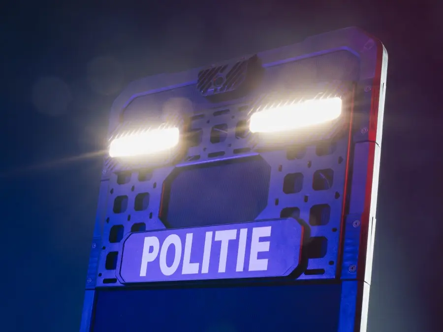 Foto van politie schild in studio