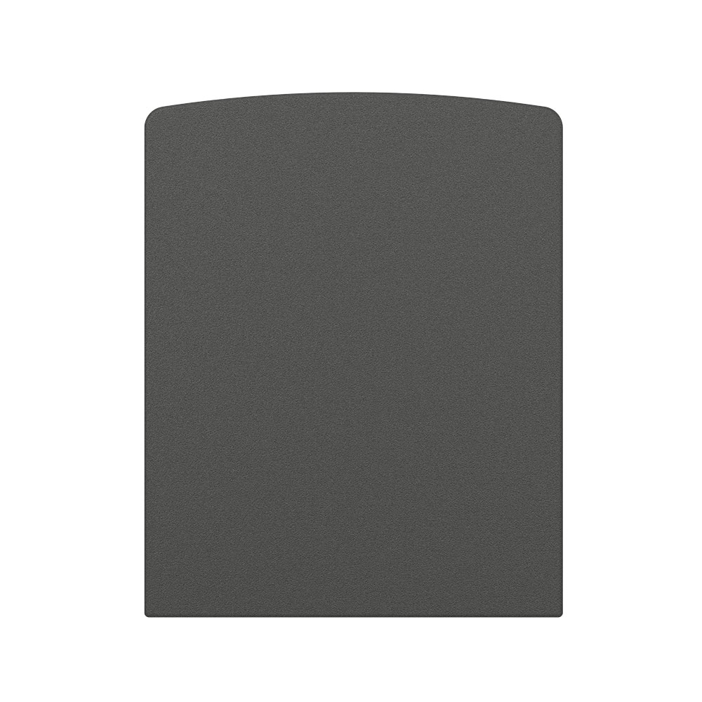 Dark gray textured rectangular object with curved top