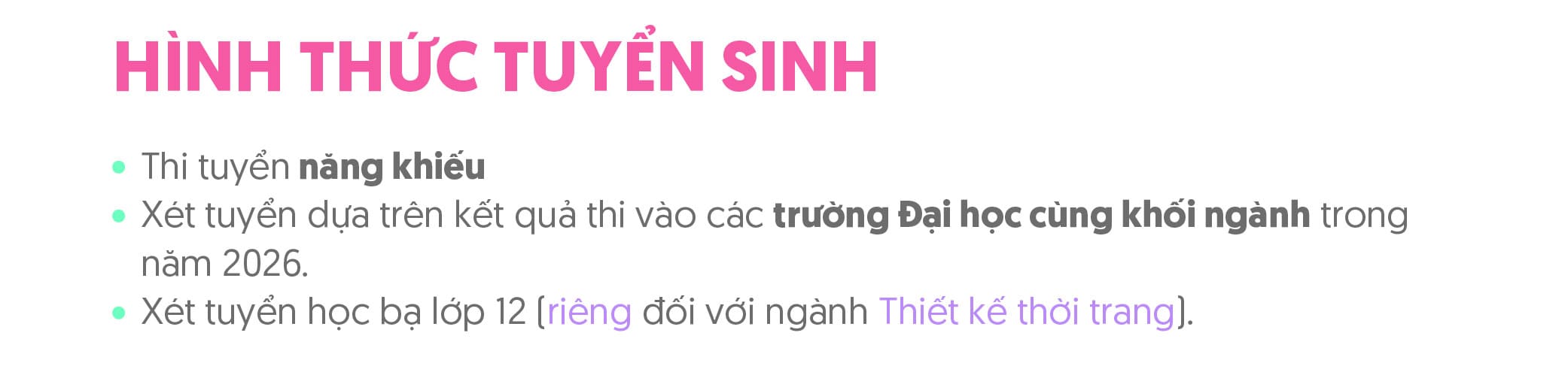 Tóm tắt thông tin tuyển sinh Trường Cao Đẳng Nghệ Thuật Hà Nội 2026