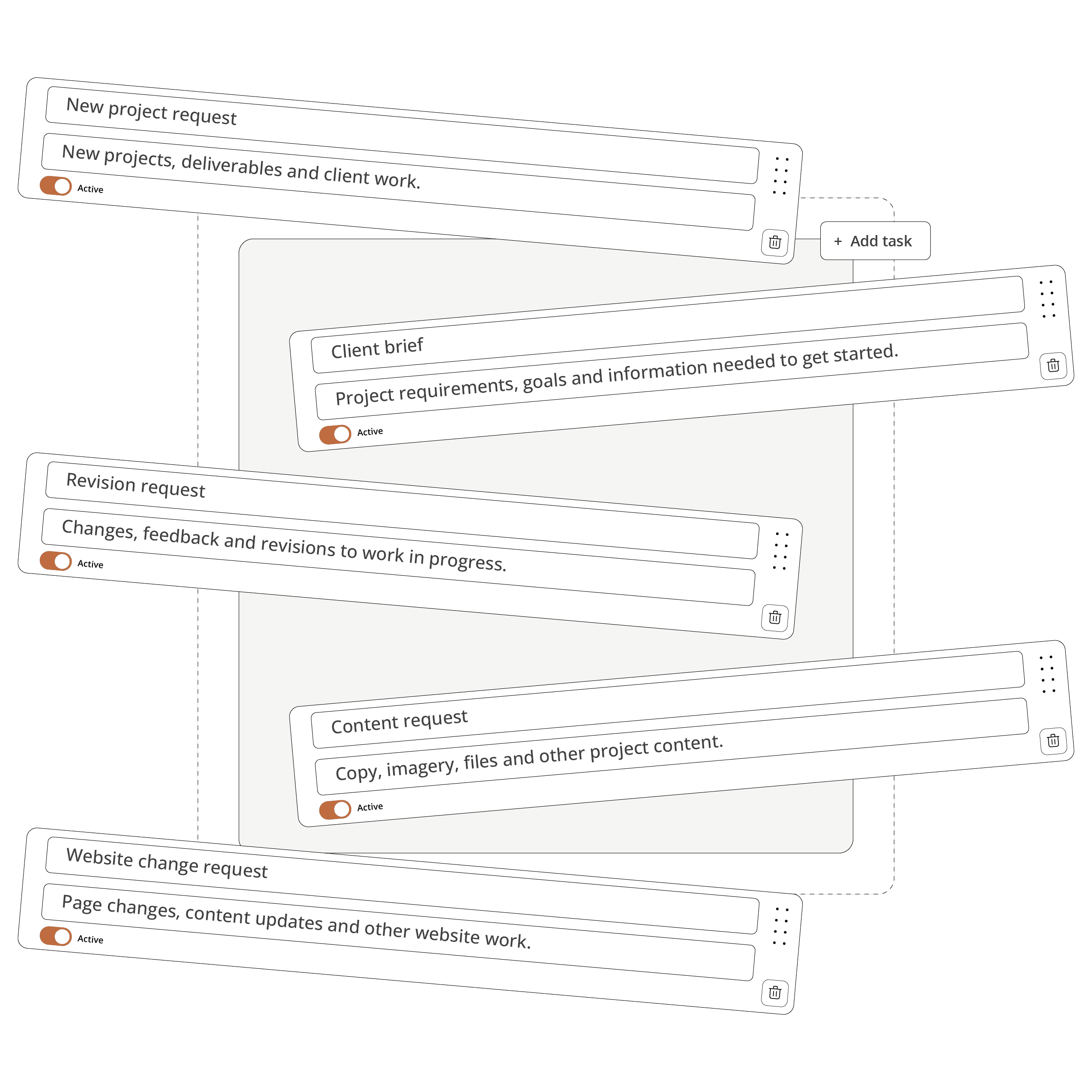 Reqst Ongoing Work template showing selectable ongoing client requests