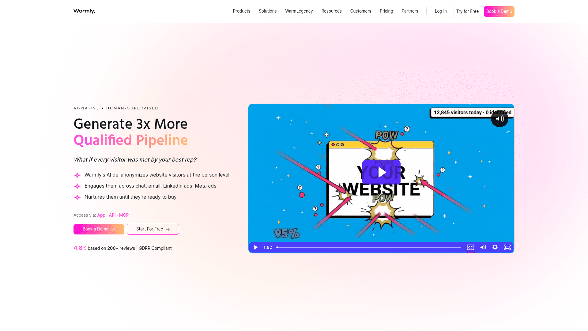 Screenshot of https://www.warmly.ai