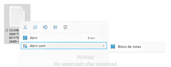 Print do usuário clicando botão direito no .xml e abrindo o 'Bloco de notas'.