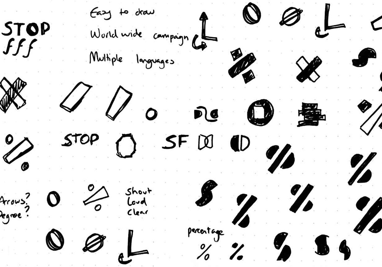 sketches of how the logo was created