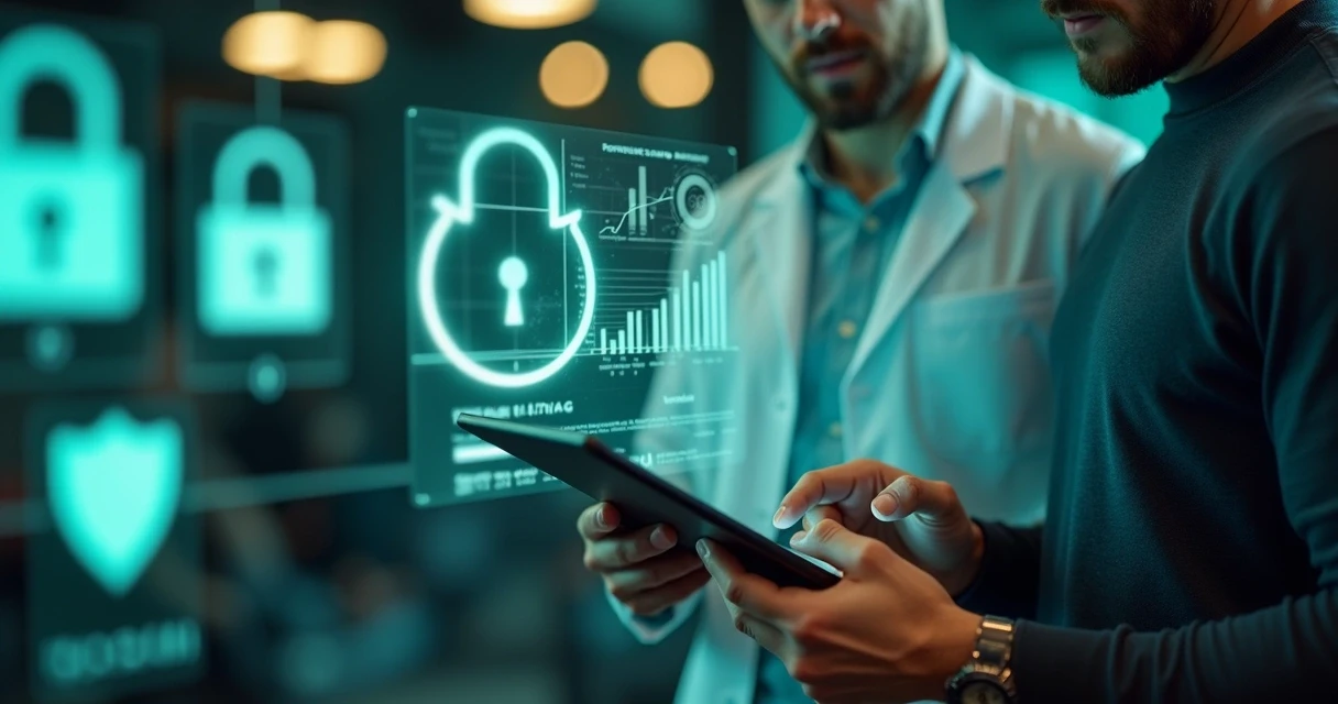 Consulta de nutrição esportiva com IA, demonstrando privacidade digital 