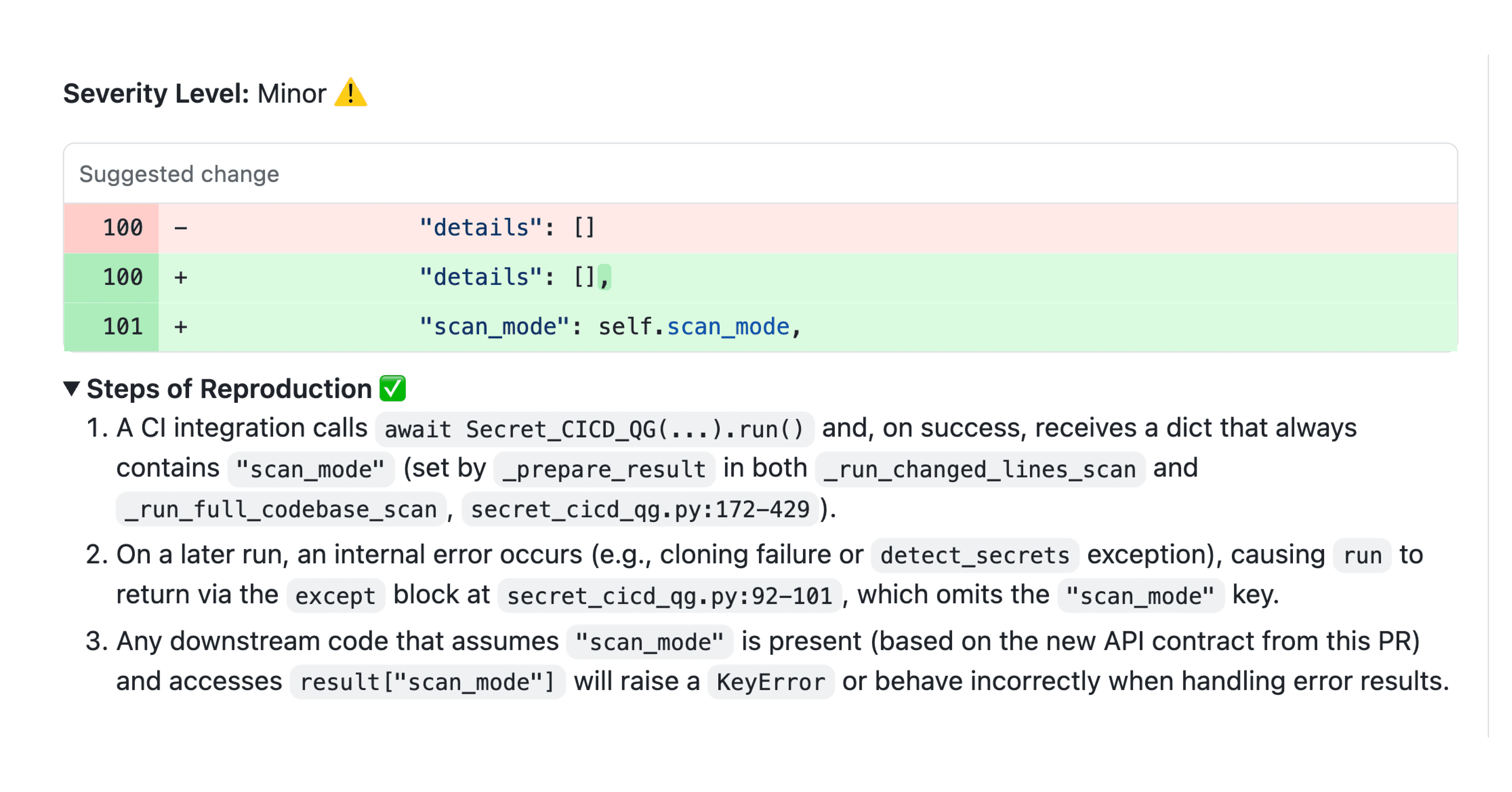 CodeAnt AI's AI chat interface answering questions about a pull request with context from code changes and diffs.