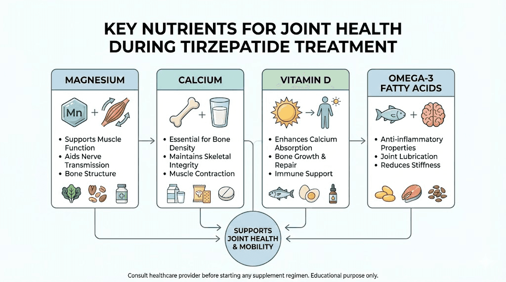 Essential nutrients for joint support during tirzepatide weight loss treatment