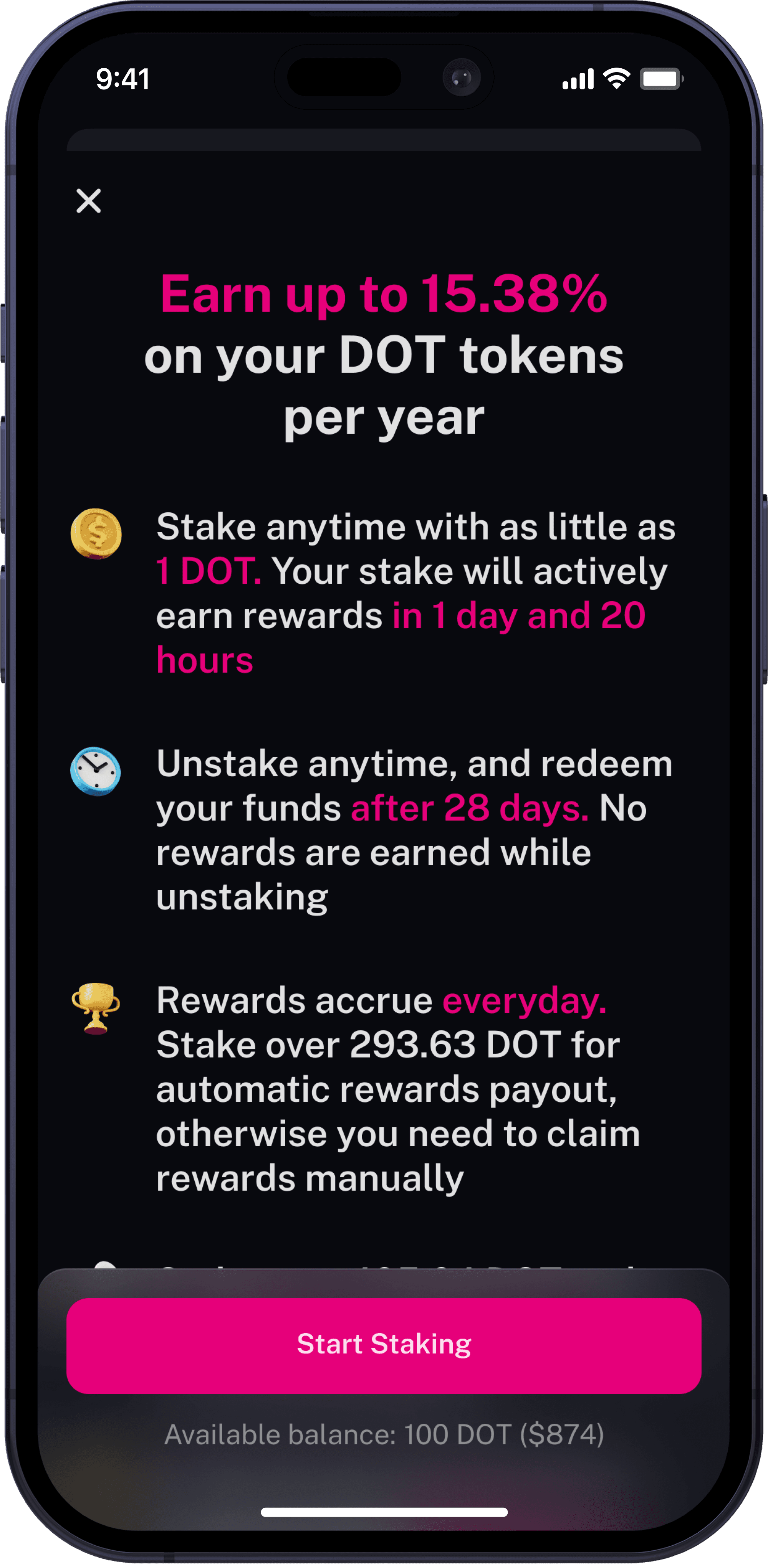 Stake & Earn Polkadot DOT crypto Token