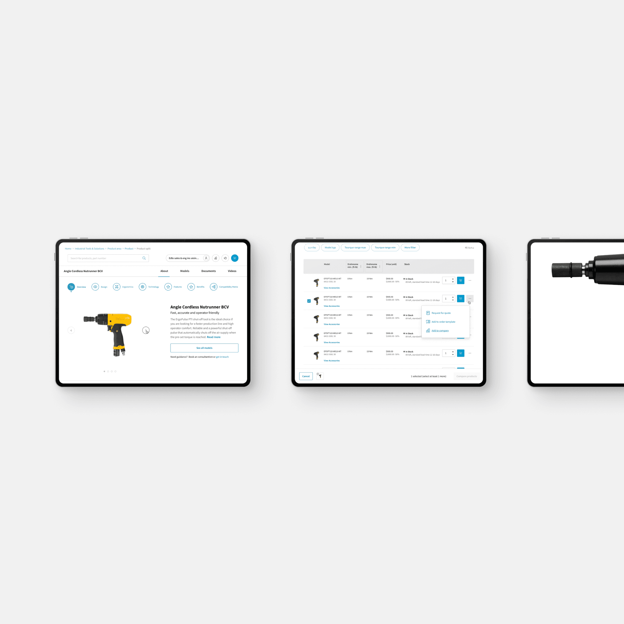 3 ipads showing UI