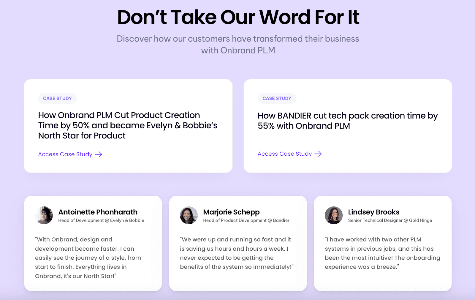 Onbrand client testimonials
