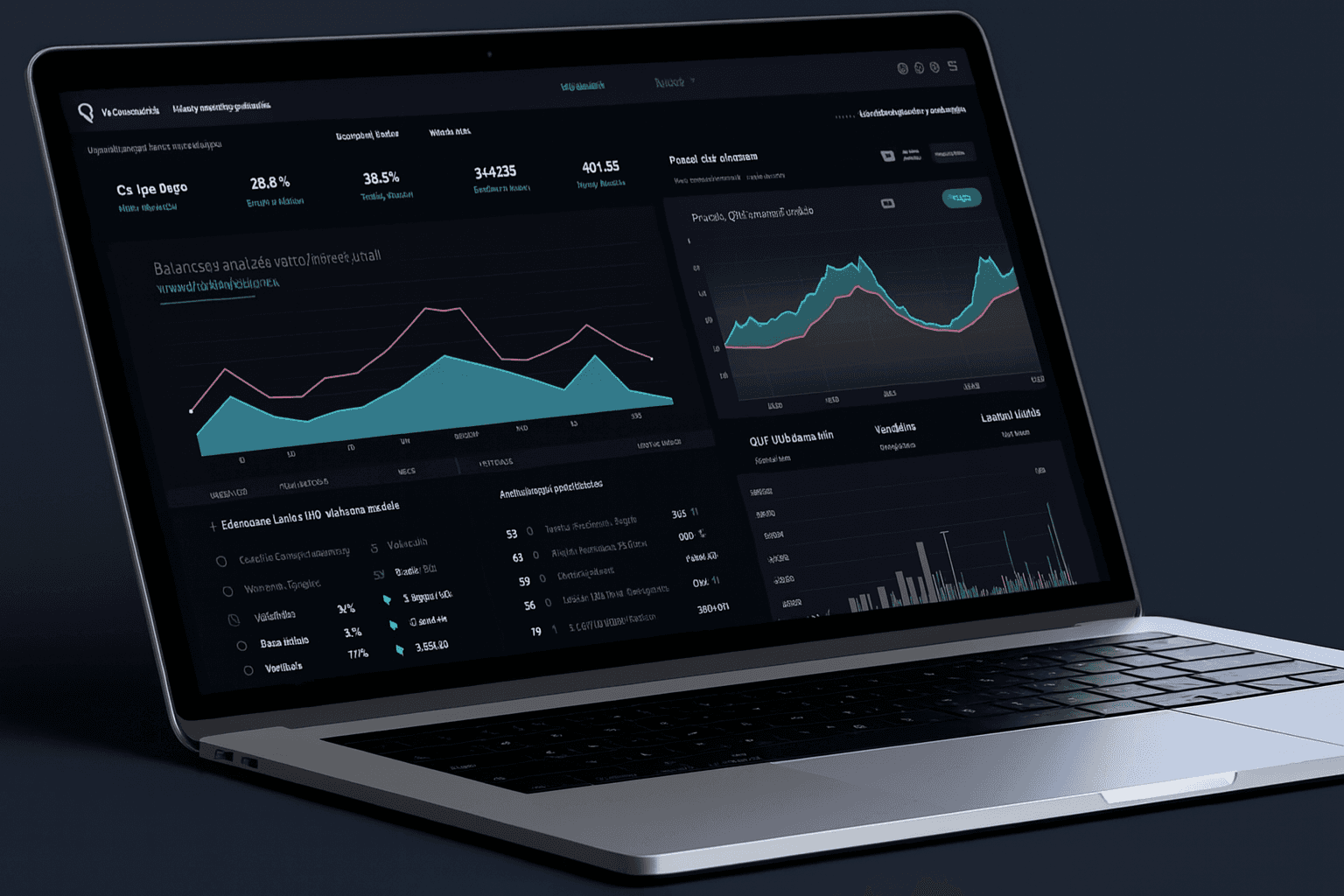 Un ordinateur portable affichant des graphiques et des données analytiques, symbolisant l'importance d'une stratégie marketing spécifique et bien planifiée pour maximiser les performances durant le Black Friday.