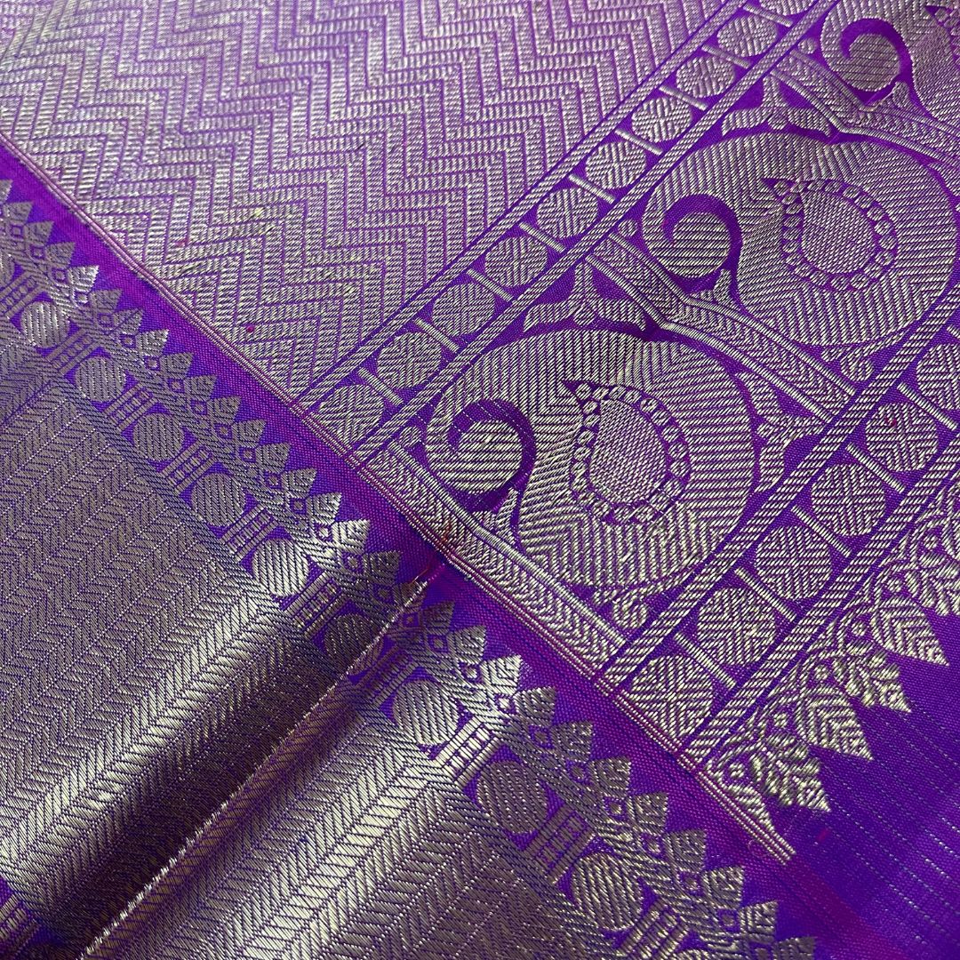 Royal Blue and Purple Kanchivaram Silk Saree