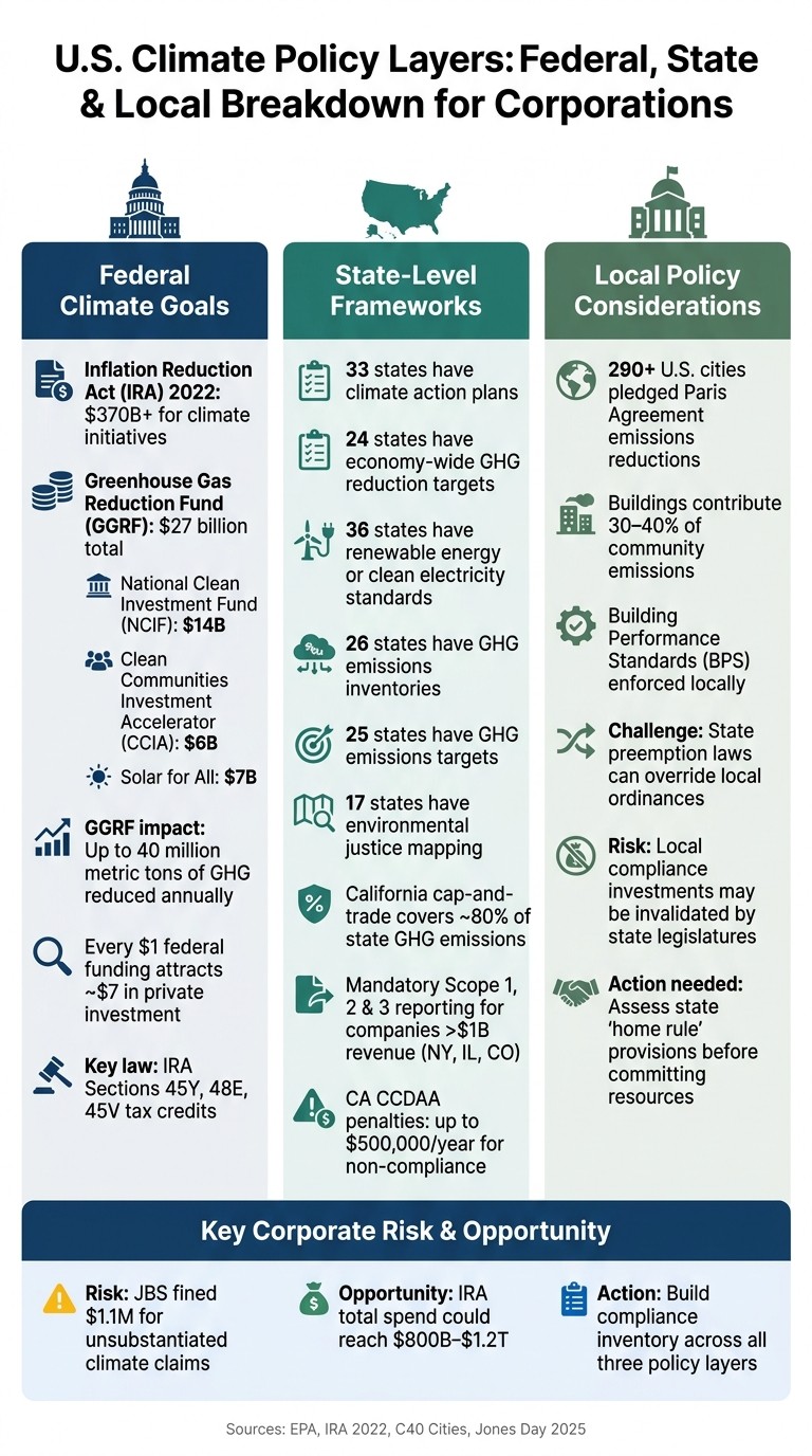 U.S. Climate Policy Layers: Federal, State & Local Breakdown for Corporations
