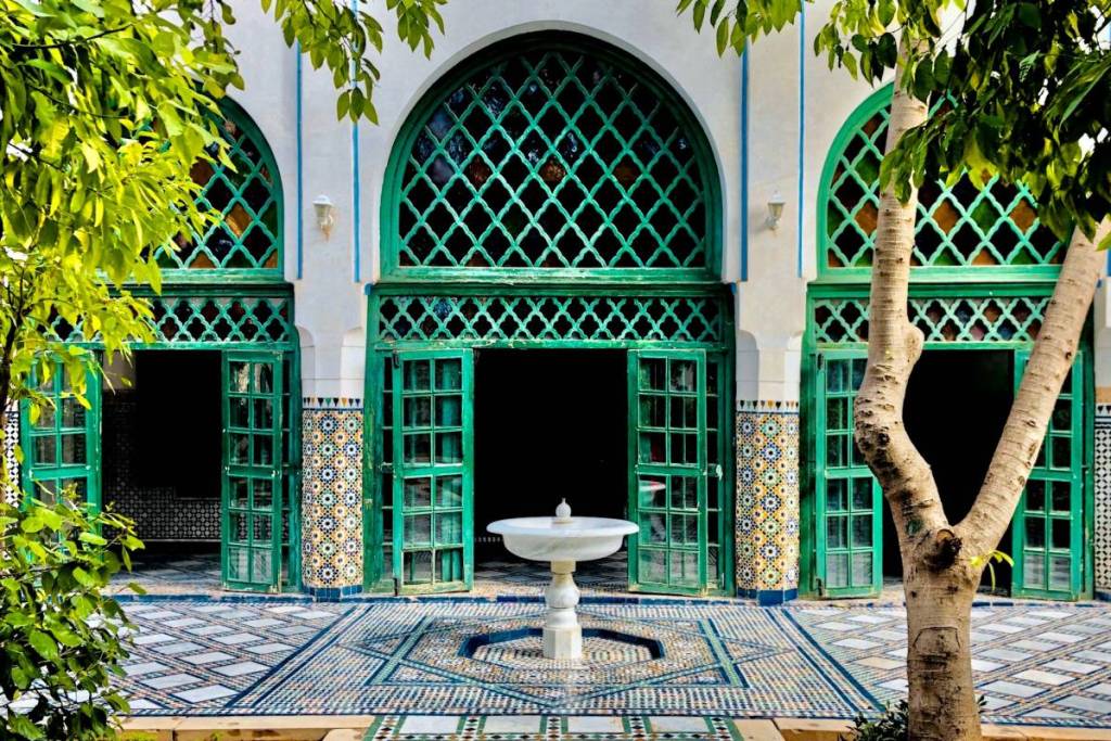 beautifully tiled moroccan courtyard