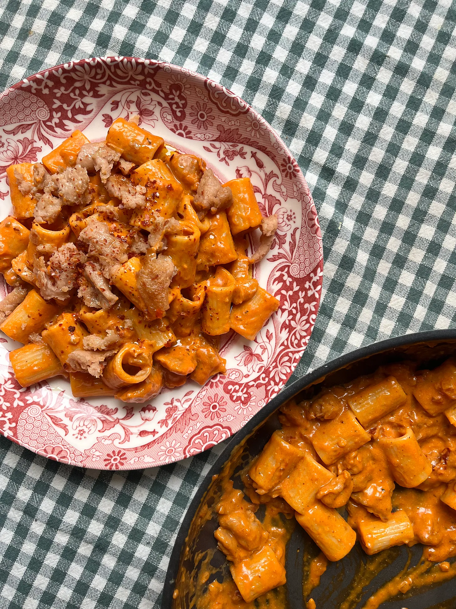 Creamy Sun-dried Tomato, Vodka & Crumbled Sausage Pasta