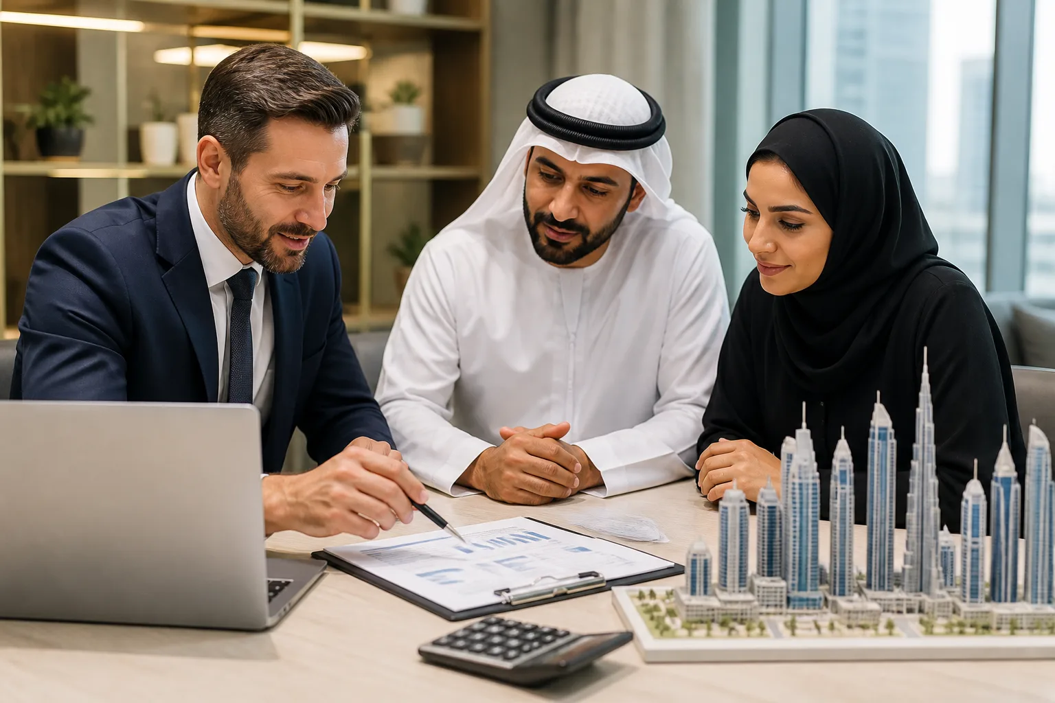 Business Consulting Company Setup in Dubai beside an itemised cost breakdown with stacked coins and