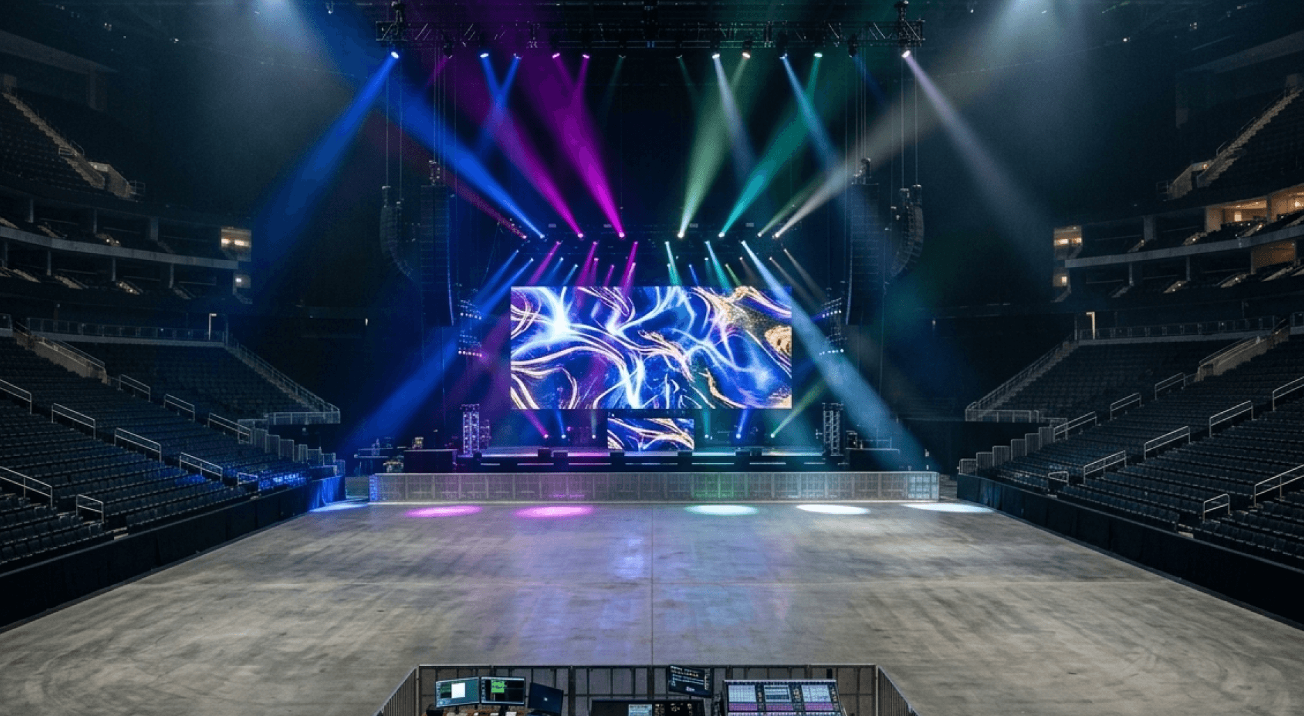 Abstract colorful light leaks with small white dots