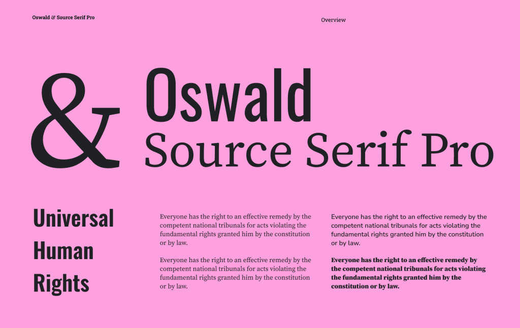 Best fonts for website Oswald & Source Serif Pro